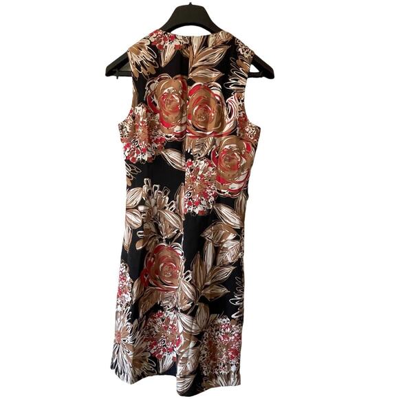 ~ TRINA TURK ~ Sz 4 Shift Dress Pleated Floral Sleeveless Scoop Neck ~ FALL - Picture 2 of 8